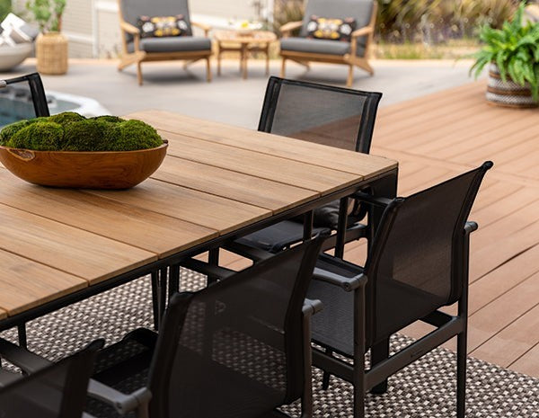 CARVER 86.5" RECTANGULAR DINING TABLE, TEAK TOP