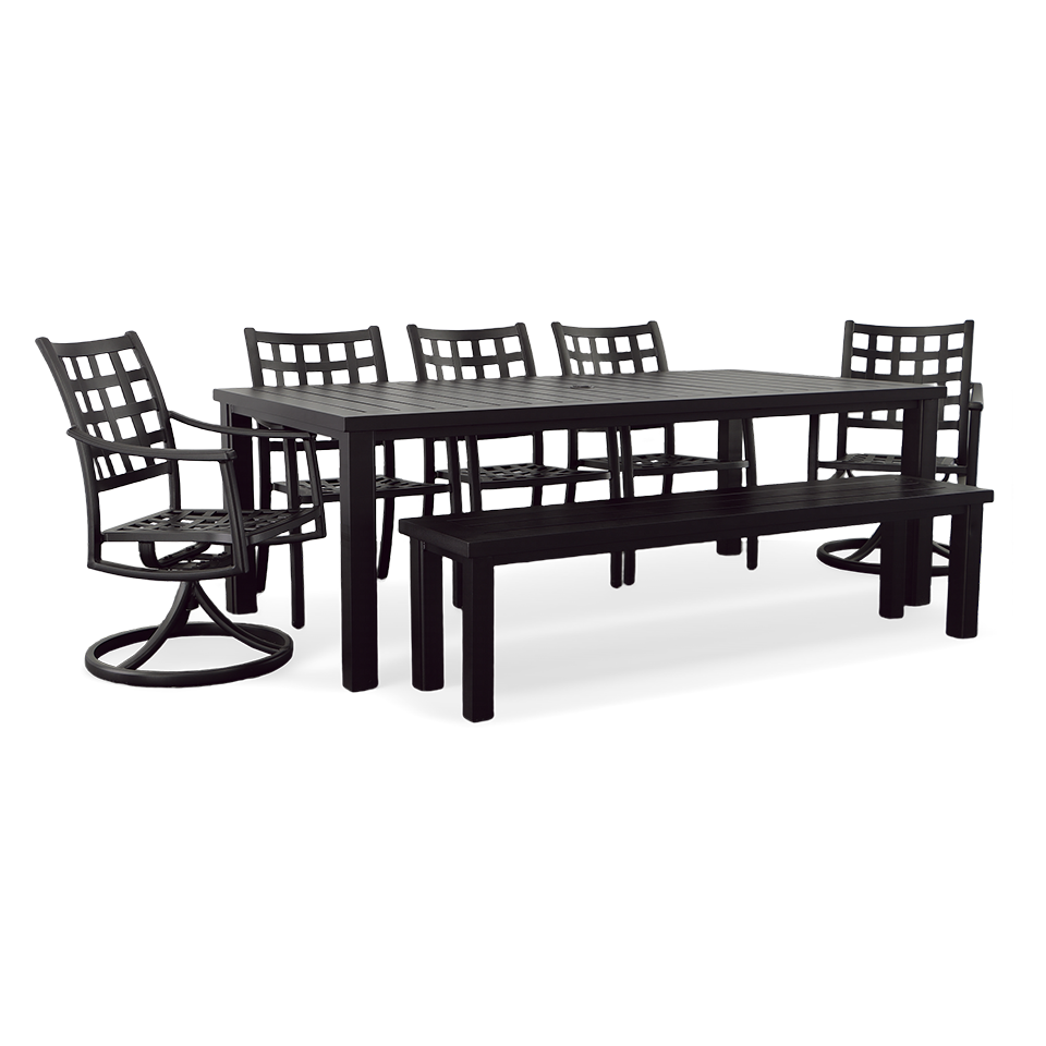 DOMINION 84" RECT. DINING UMBRELLA TABLE, DESERT MIST