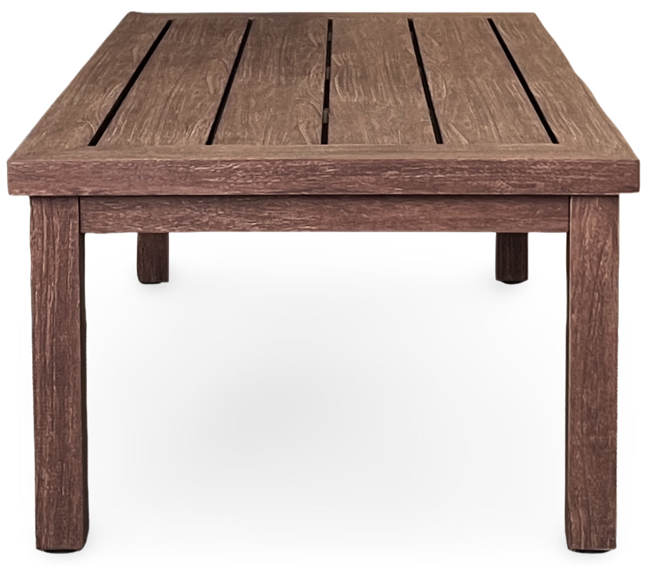 EDGE RECTANGLE COFFEE TABLE, RUSTIC TEAK