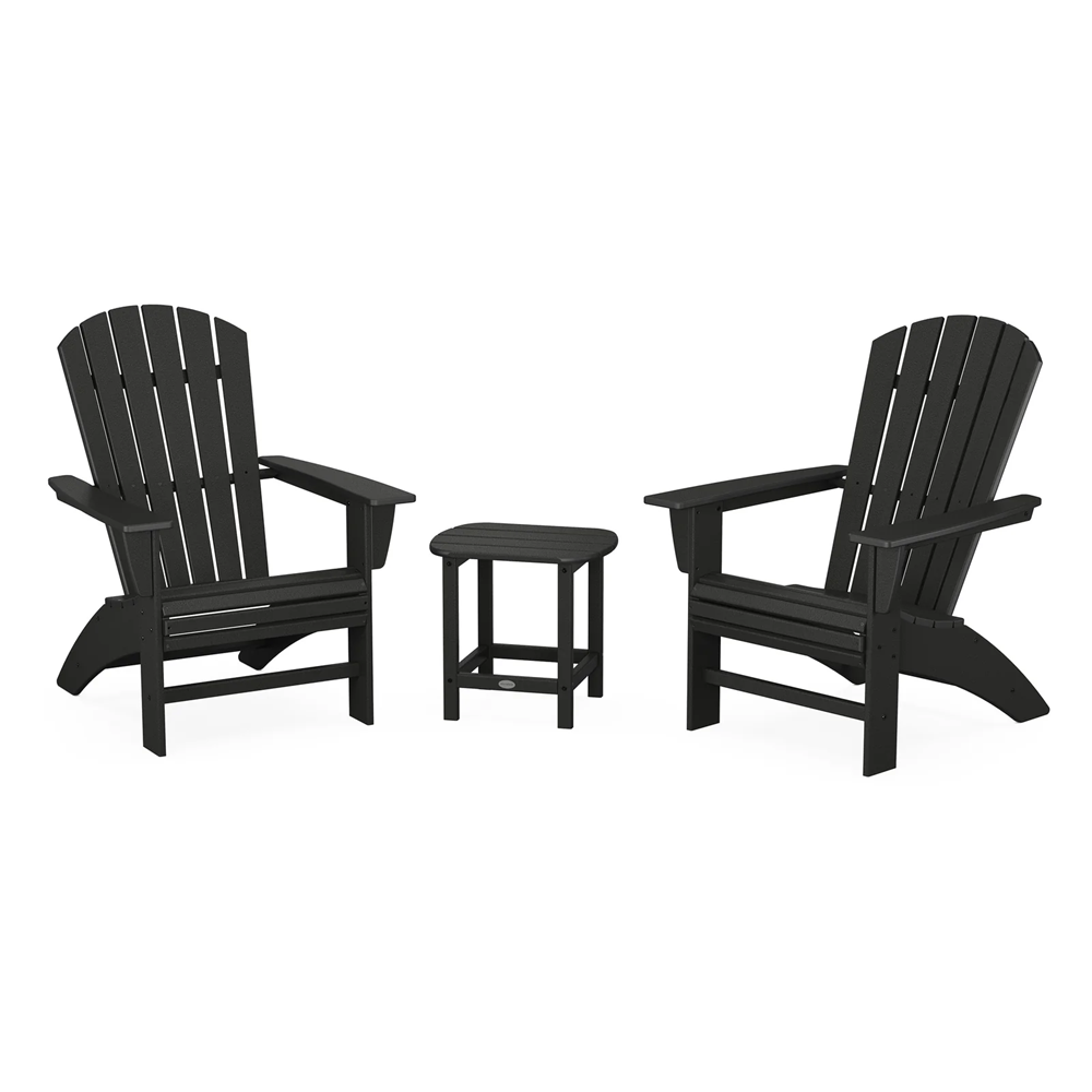 NAUTICAL CURVEBACK ADIRONDACK 3-PC SET, BLACK