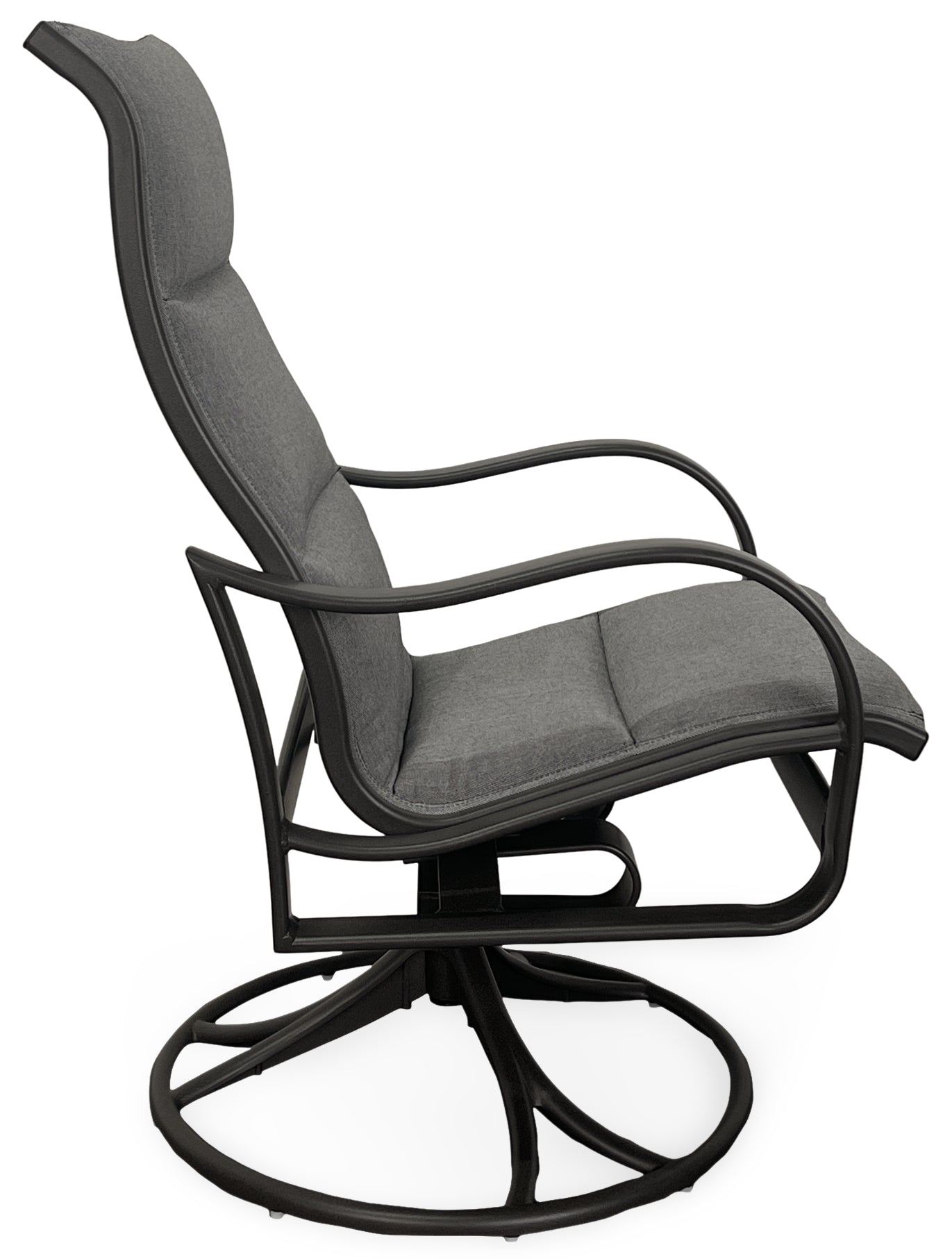 SHORELINE PADDED SLING HIGH BACK SWIVEL ROCKER, PAN. GRAPHITE