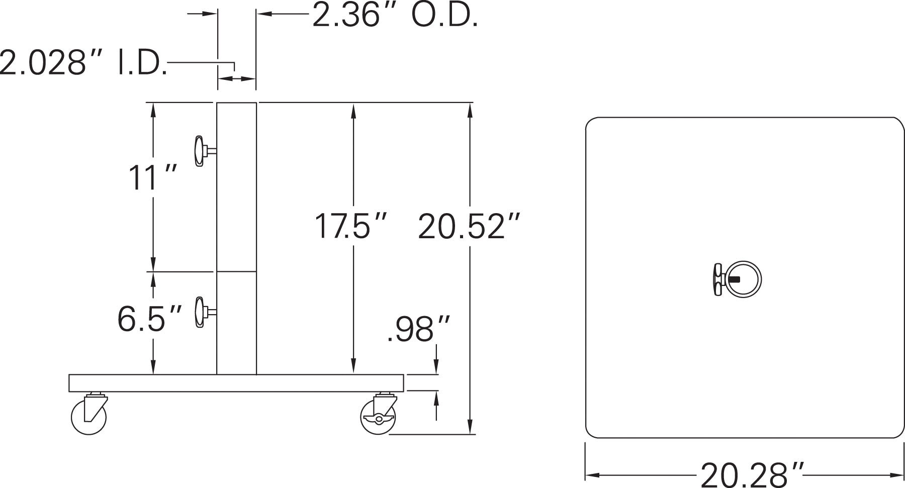 120 LB STEEL UMBRELLA BASE WITH CASTERS, BLACK
