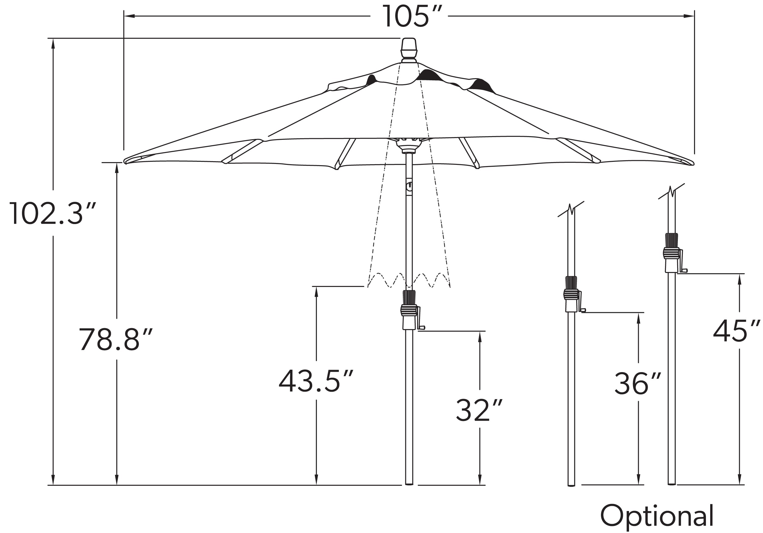 9' MARKET UMBRELLA, CANVAS COAL (BLACK FRAME)