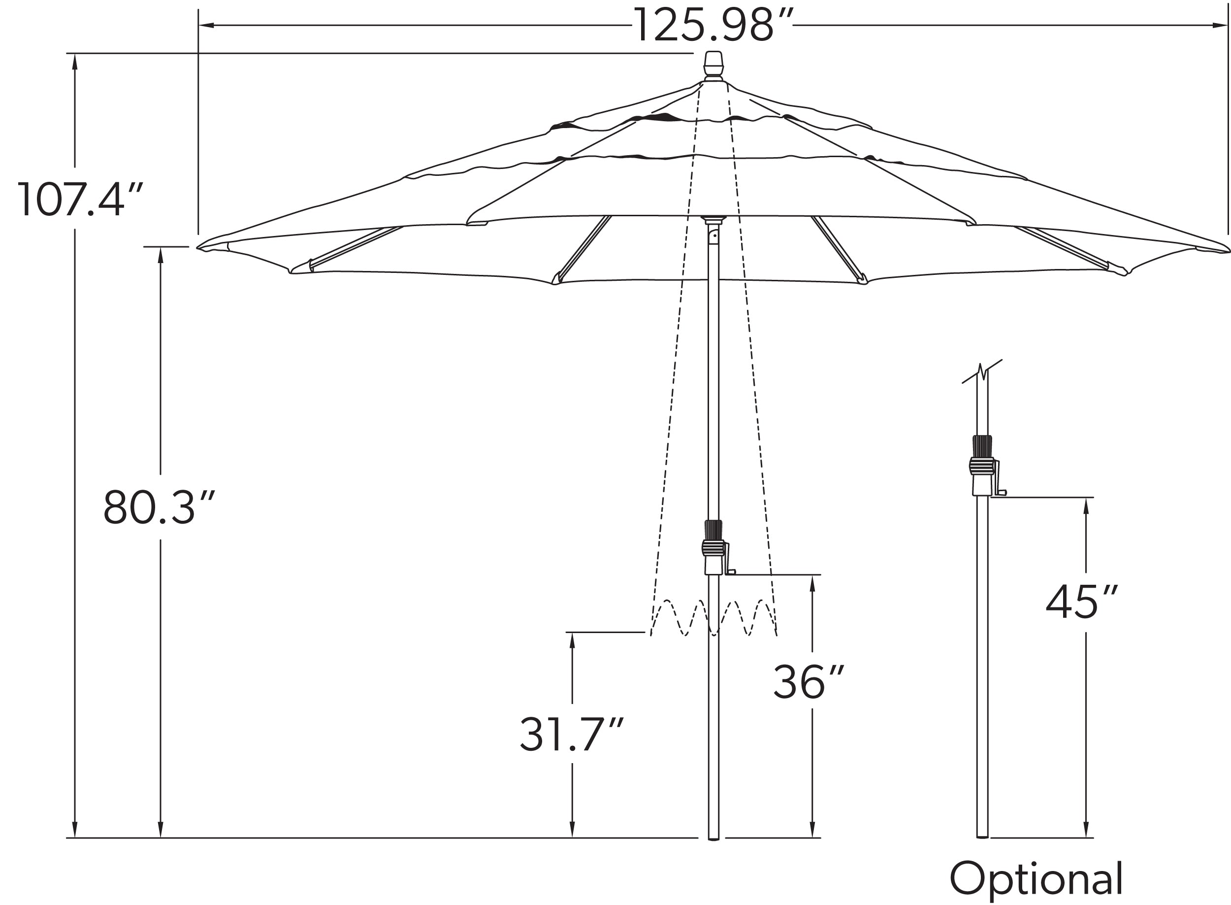 11' MARKET UMBRELLA, CAST ASH