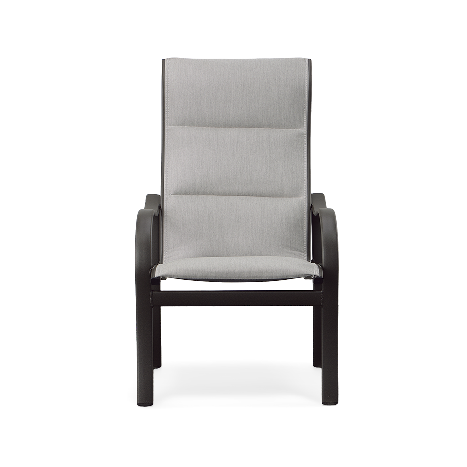 SHORELINE PADDED SLING HIGH BACK DINING CHAIR, PAN. SMOKE GREY