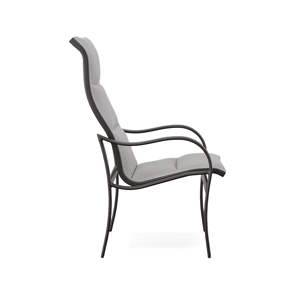 SHORELINE PADDED SLING HIGH BACK DINING CHAIR, PAN. SMOKE GREY
