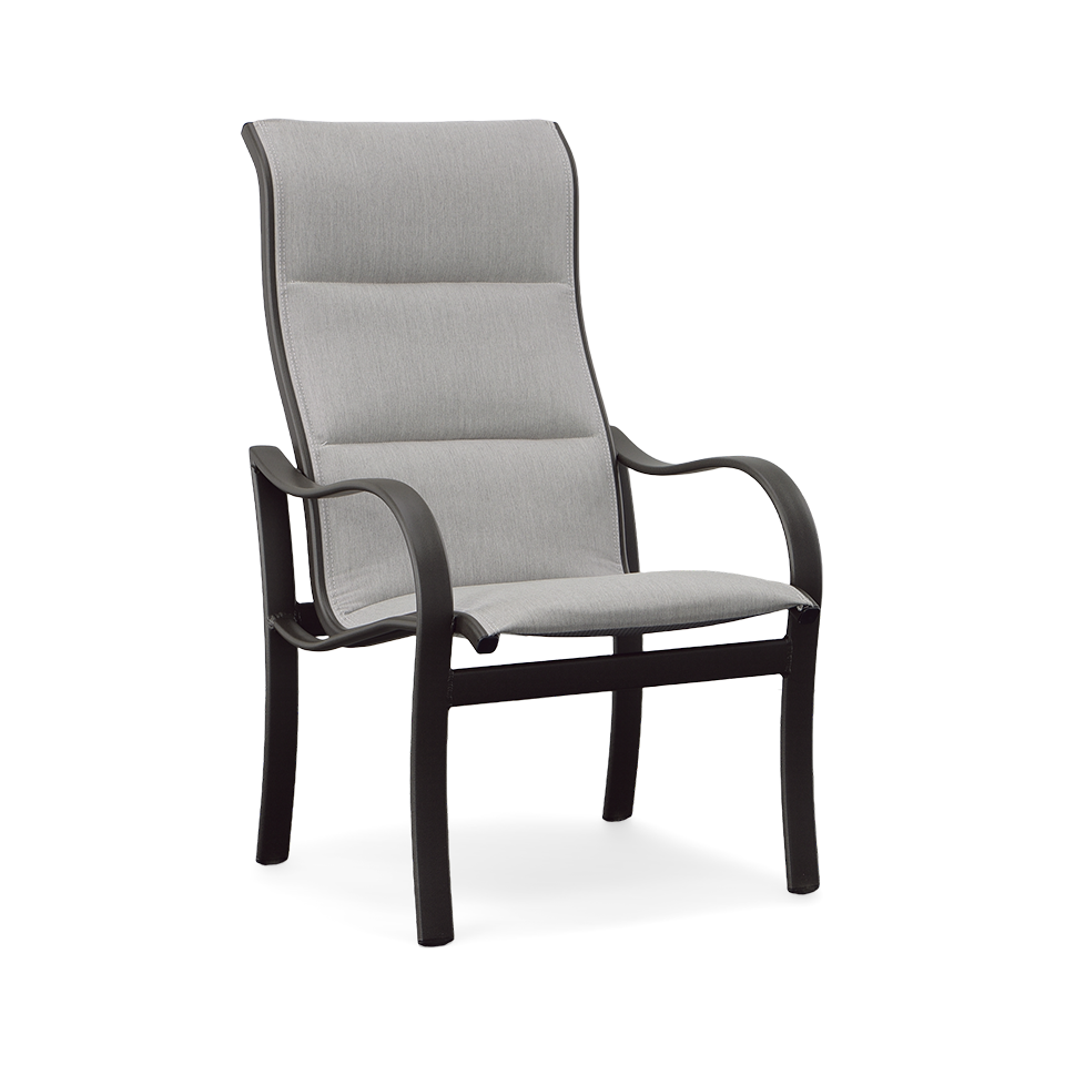 SHORELINE PADDED SLING HIGH BACK DINING CHAIR, PAN. SMOKE GREY