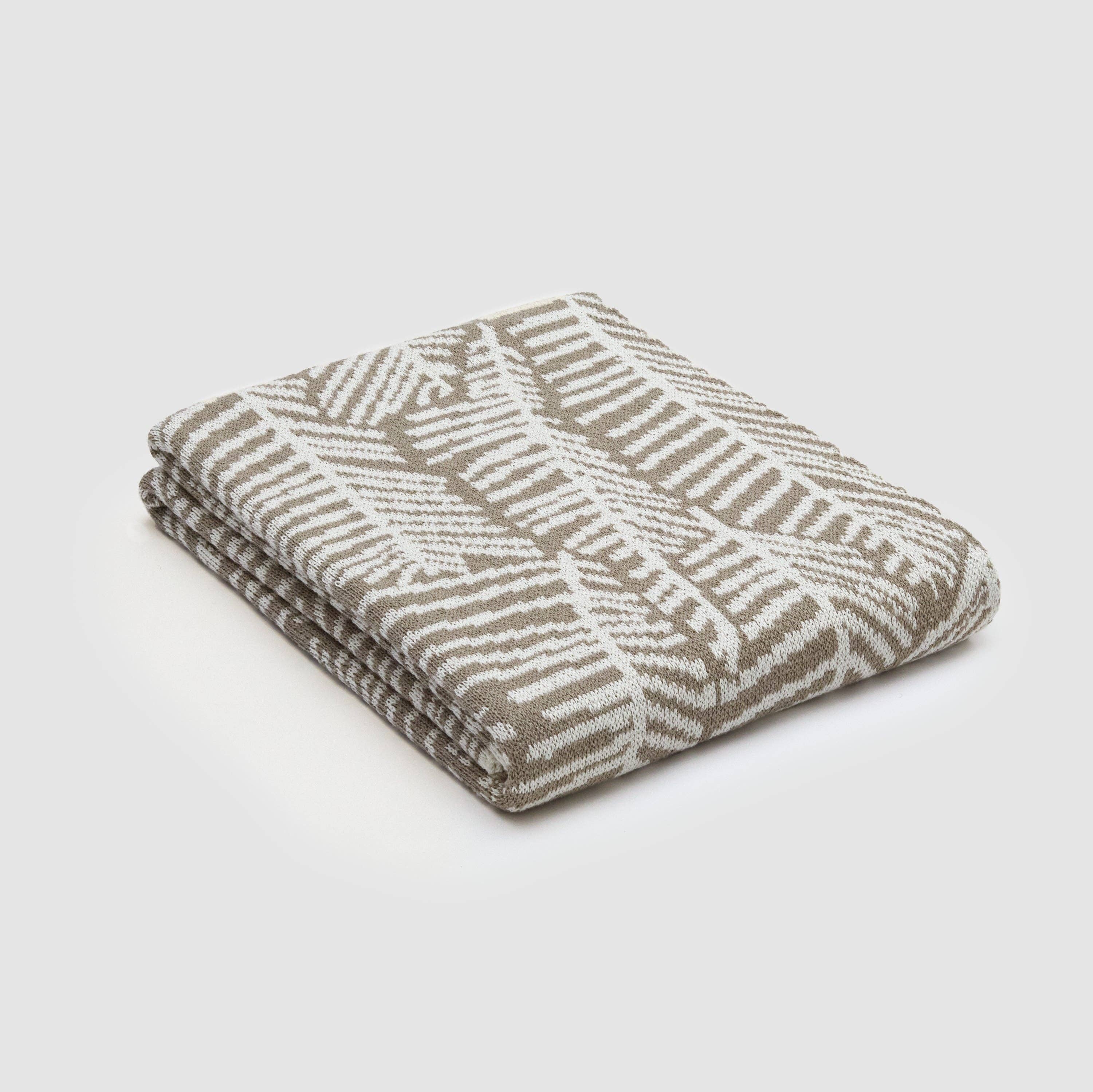 Leaf Melody Blanket by Elodie Blanchard: White/Hemp