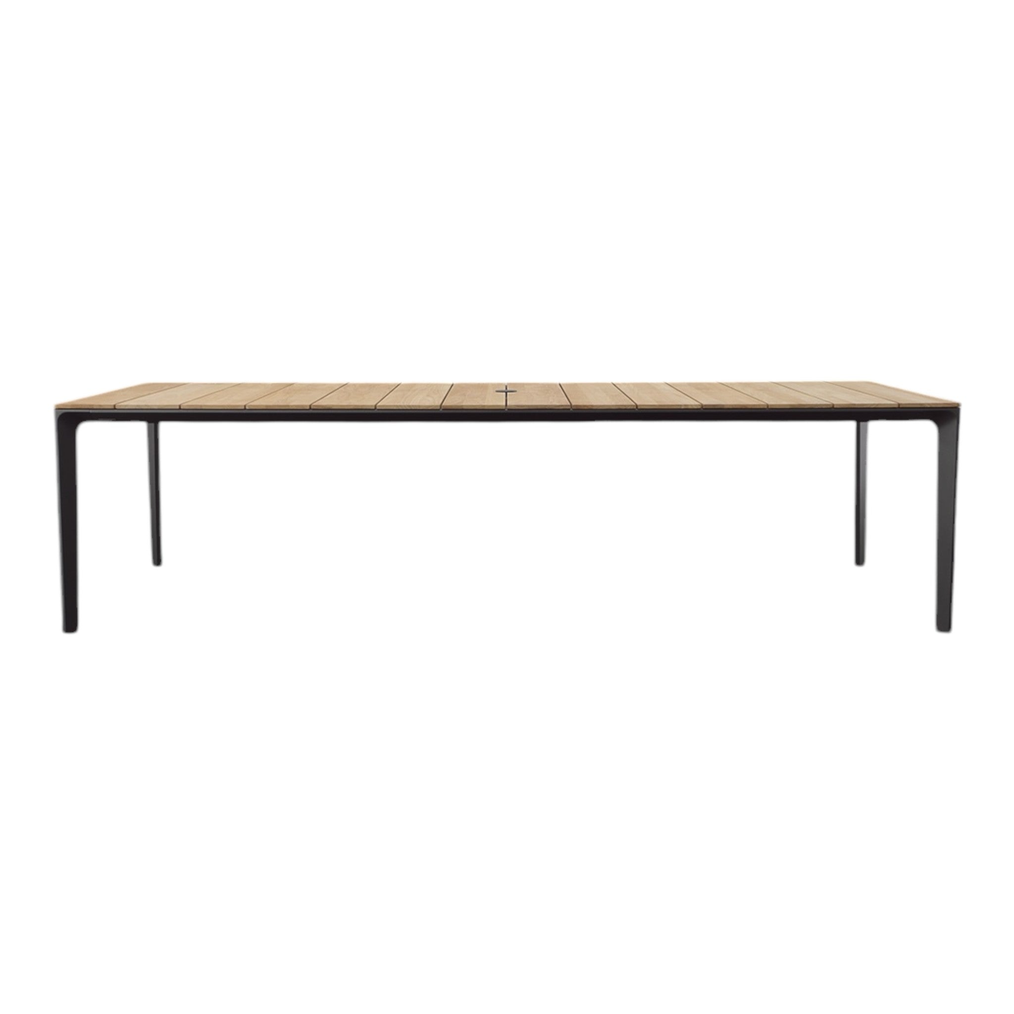 CARVER 110" RECTANGULAR DINING TABLE, TEAK TOP