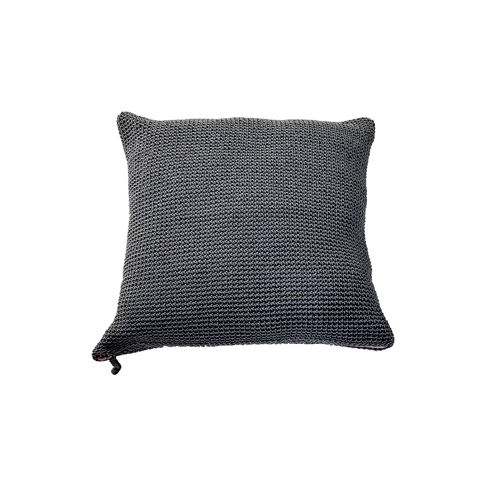 MEND 16" CROCHET PILLOW, ANTHRACITE