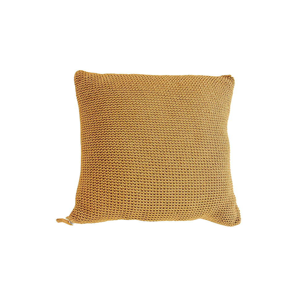 MEND 16" CROCHET PILLOW, GOLD