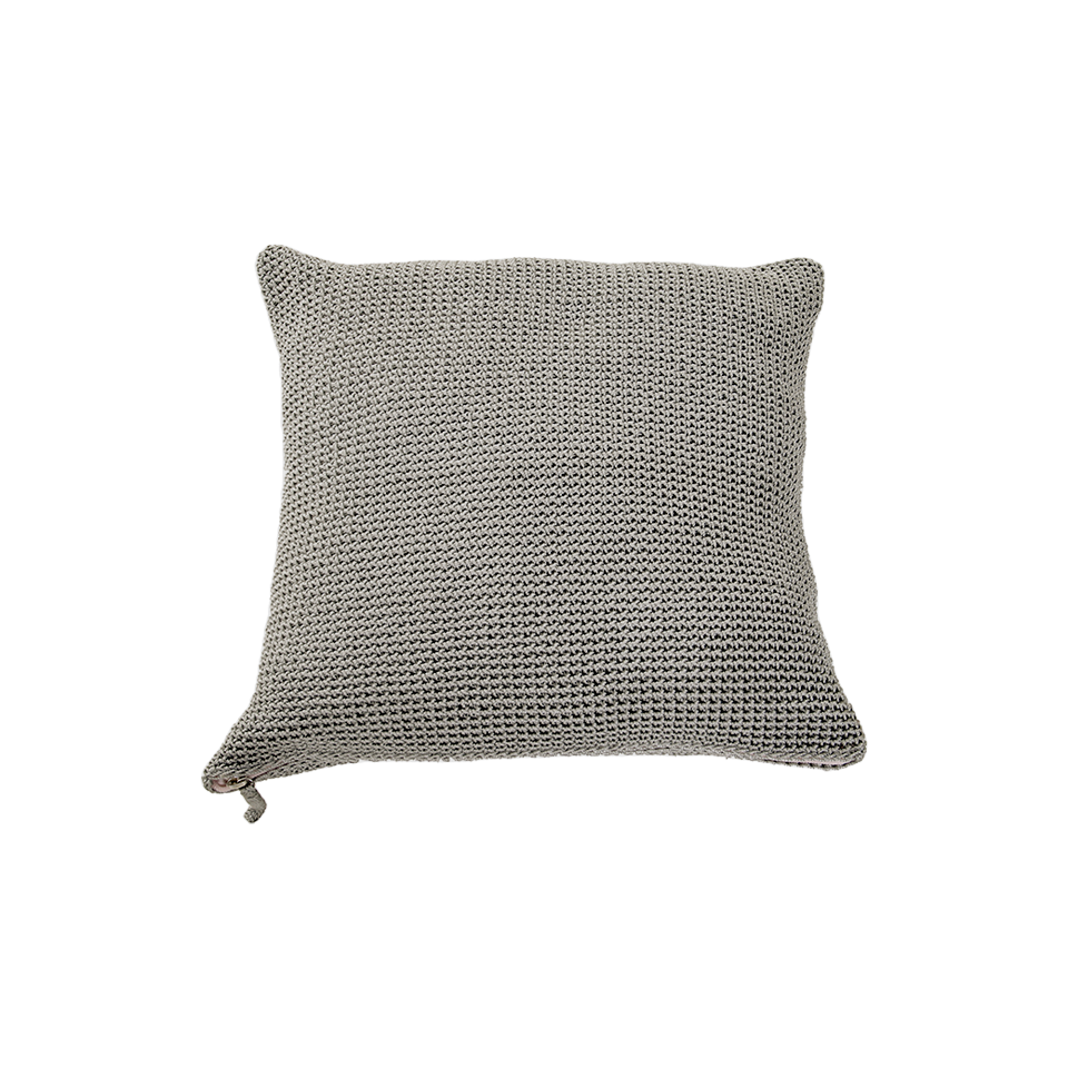 MEND 16" CROCHET PILLOW, SILVER