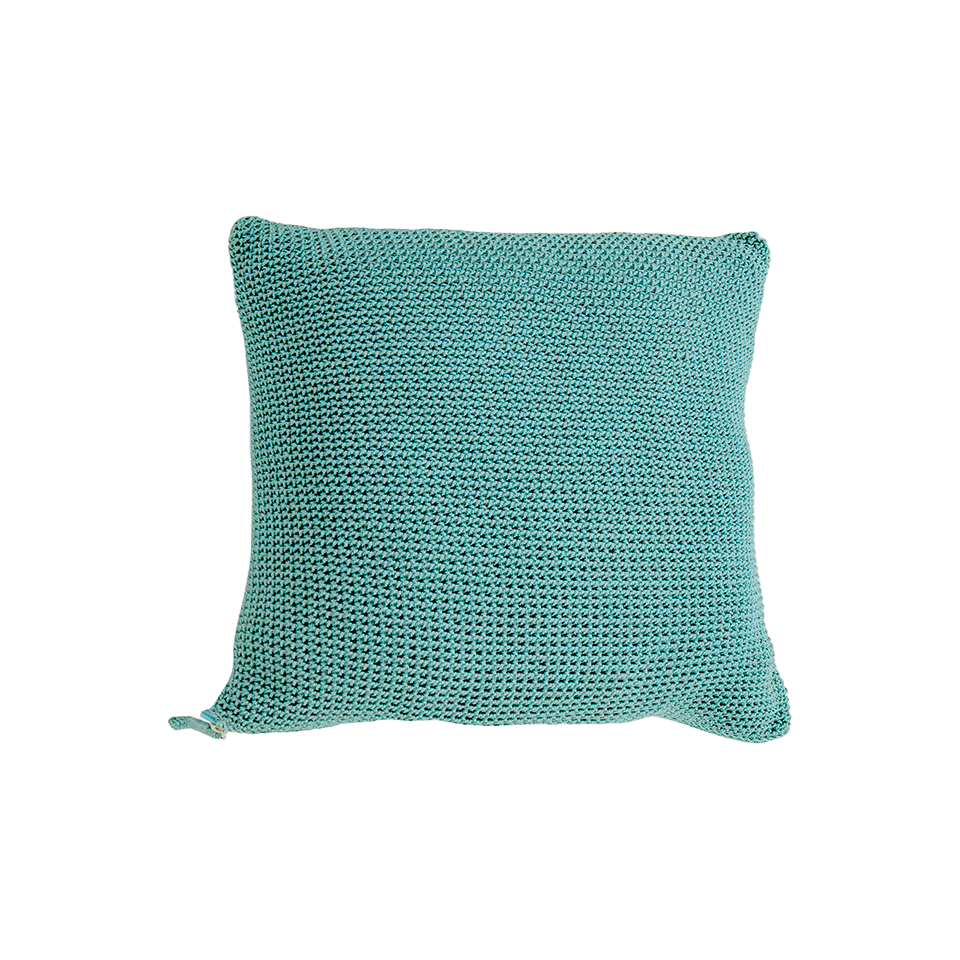 MEND 24" CROCHET PILLOW, TURQUOISE