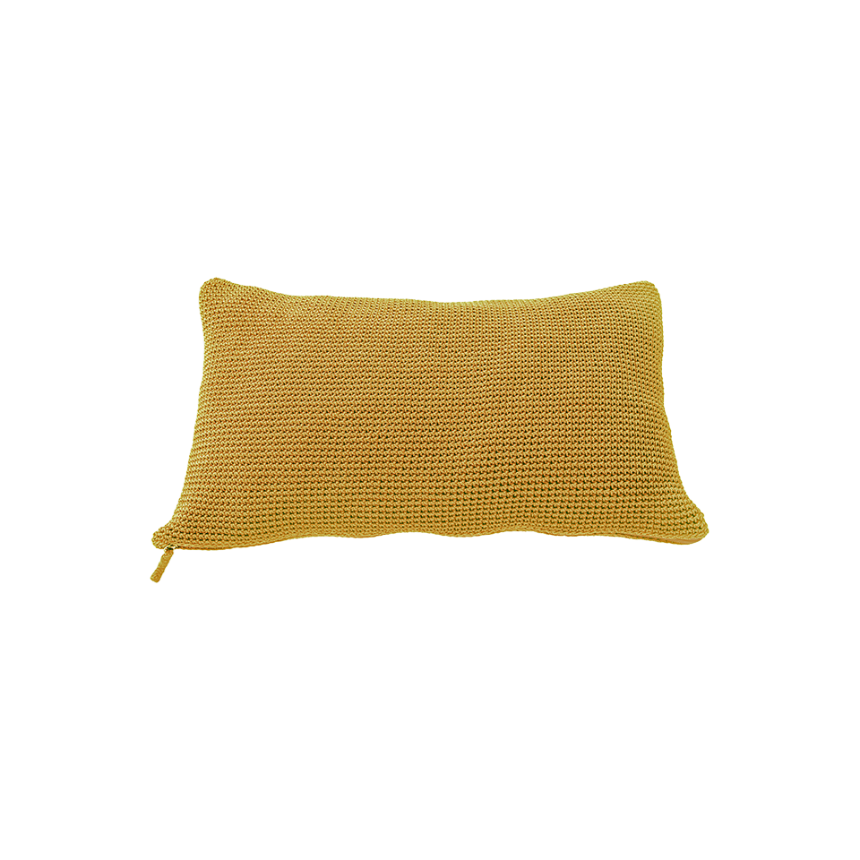 MEND 24" X 16" CROCHET PILLOW, GOLD