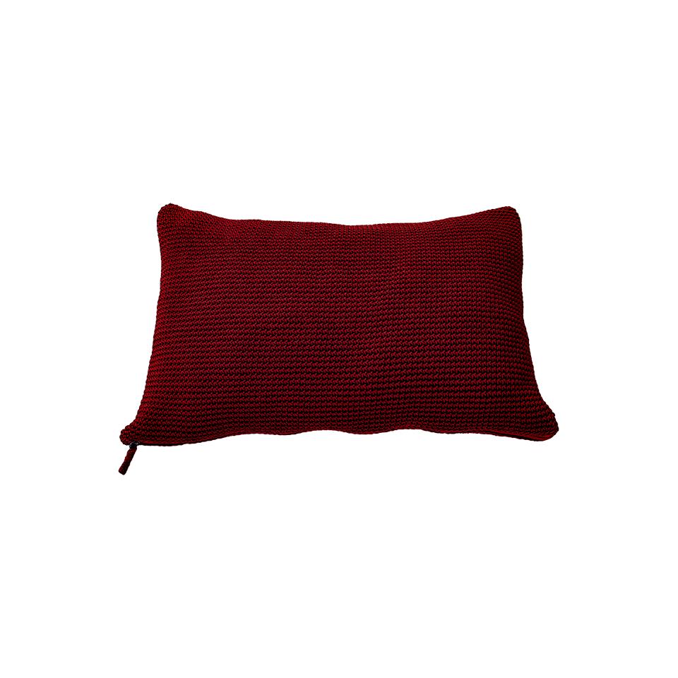 MEND 24" X 16" CROCHET PILLOW, MAROON