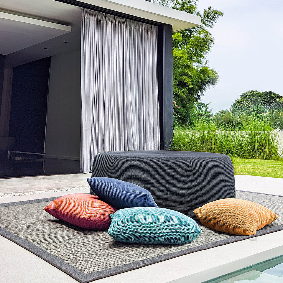 MEND 20" CROCHET PILLOW, GOLD