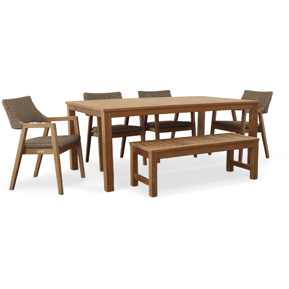 WAINSCOTT 73" TEAK DINING TABLE