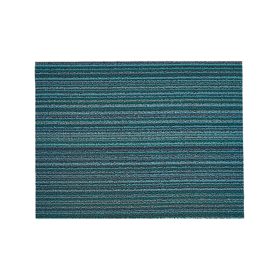 SKINNY STRIPE SHAG UTILITY MAT, TURQUOISE