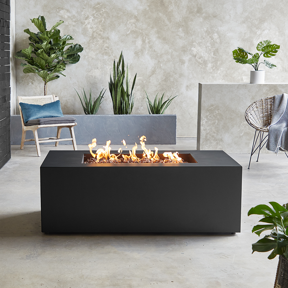 PORTER 58" RECTANGLE PROPANE FIRE TABLE, CHARCOAL