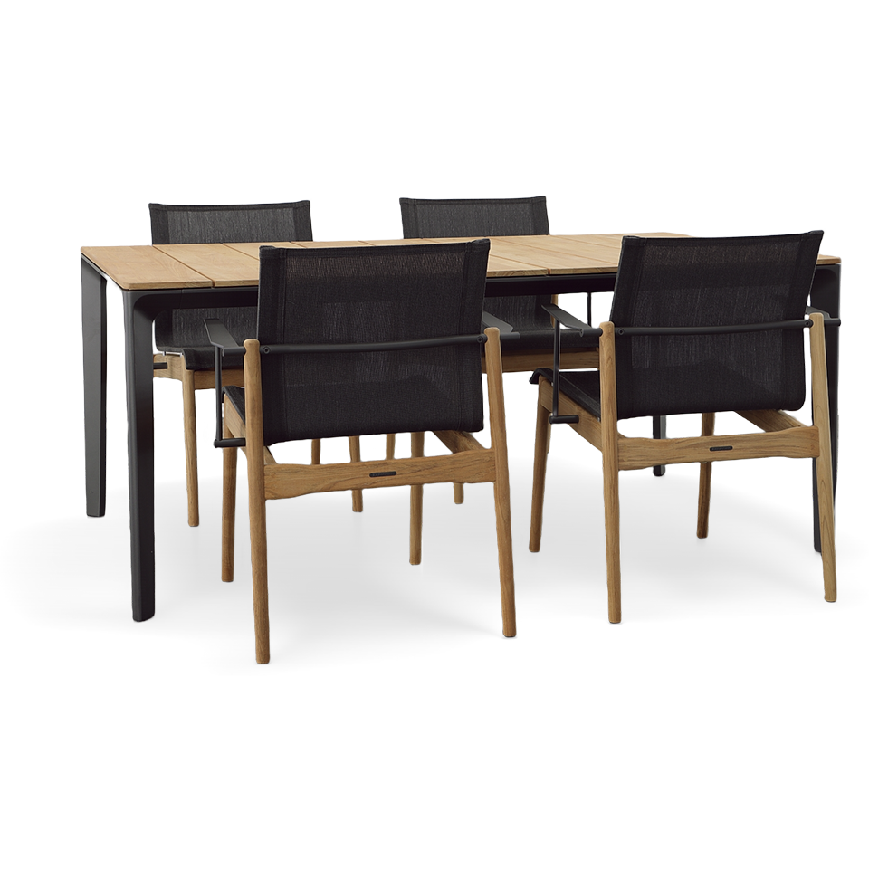 CARVER 67" RECTANGULAR DINING TABLE, TEAK TOP