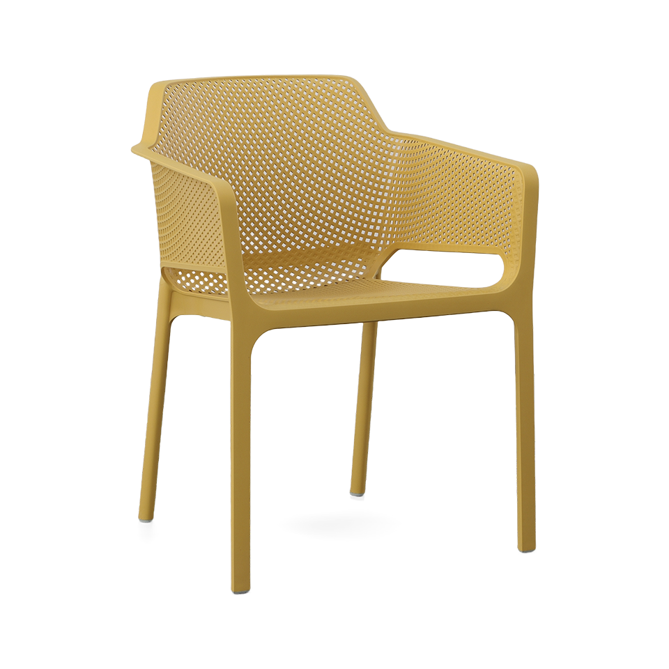 NET STACKING ARM CHAIR, SENAPE