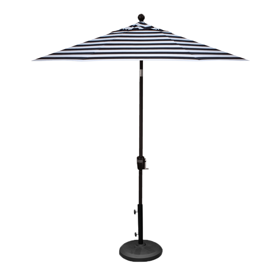 black and white striped rectangular patio umbrella 7.5' MARKET UMBRELLA, KINZIE COAL STRIPE