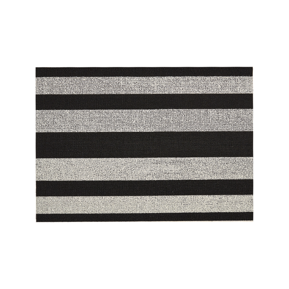 BOLD STRIPE SHAG UTILITY MAT, BLACK & WHITE