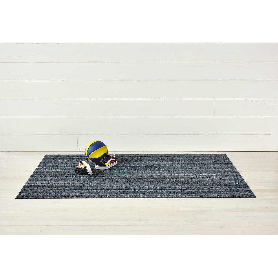 SKINNY STRIPE SHAG UTILITY MAT, BLUE