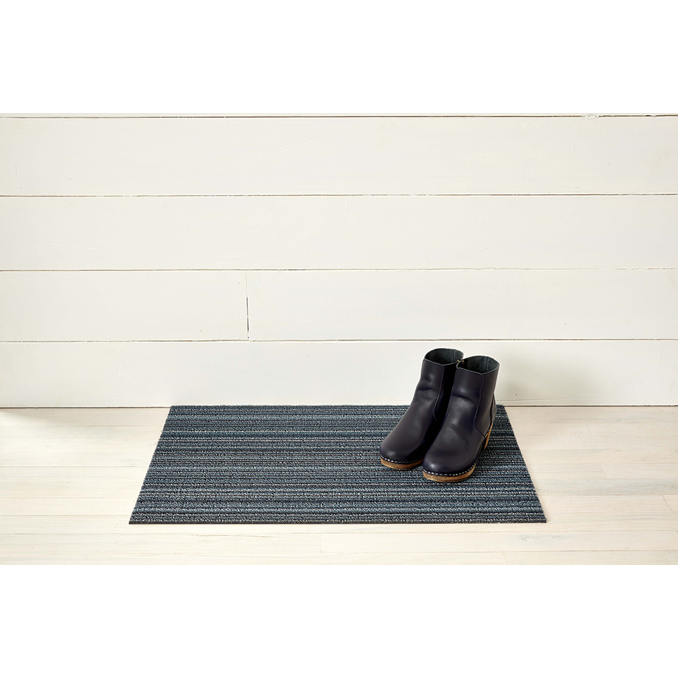 SKINNY STRIPE SHAG DOORMAT, BLUE