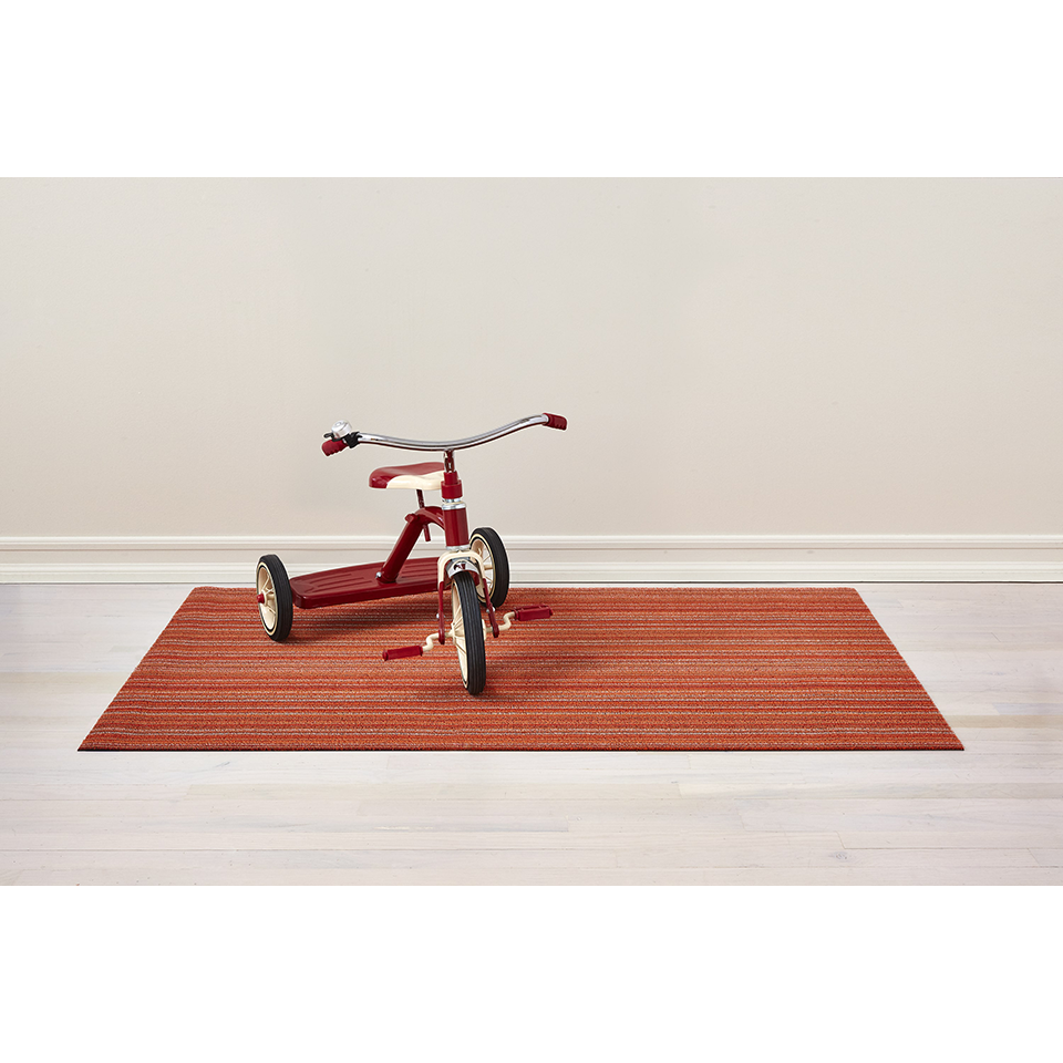 SKINNY STRIPE SHAG MAT, ORANGE