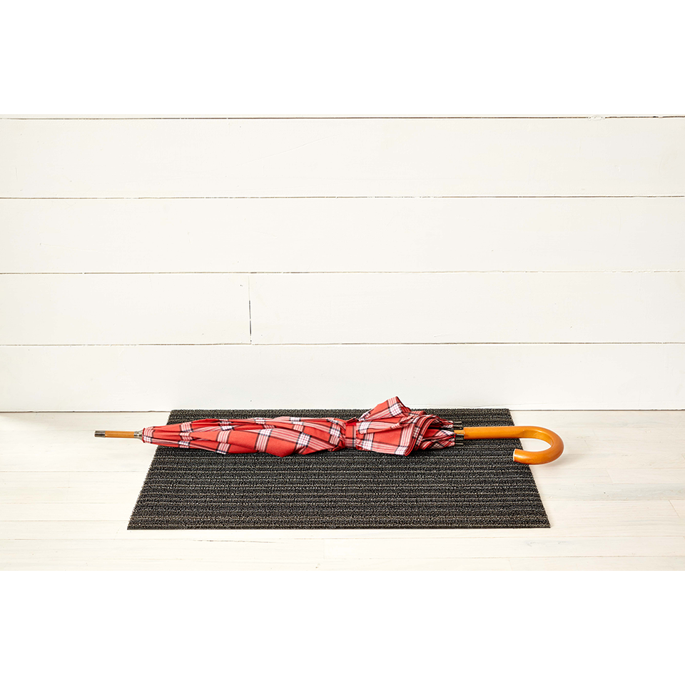 SKINNY STRIPE SHAG DOORMAT, STEEL