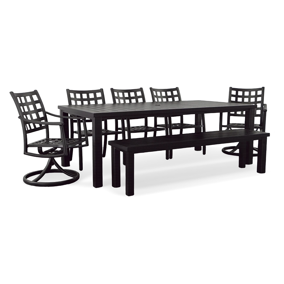 DOMINION 84" RECT. DINING UMBRELLA TABLE, DESERT MIST