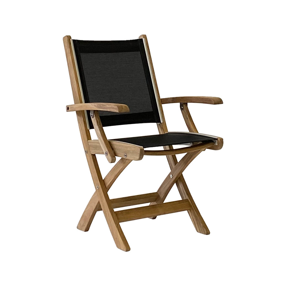 St. Tropez Folding Arm Chair, Black | Summer House Patio