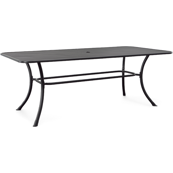 iron patio table with umbrella Mesh 79" Rectangle Dining Umbrella Table