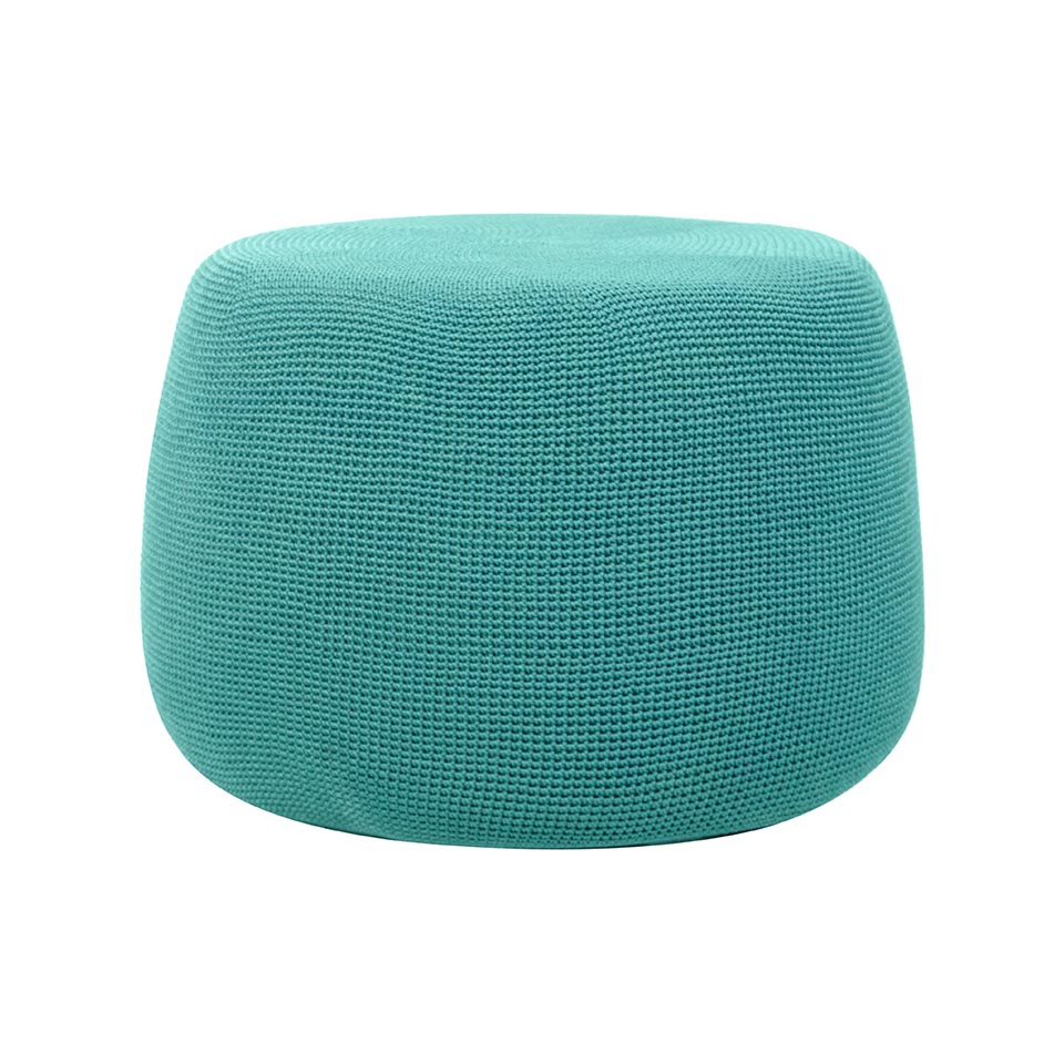 MEND MEDIUM CROCHET POUF, TURQUOISE