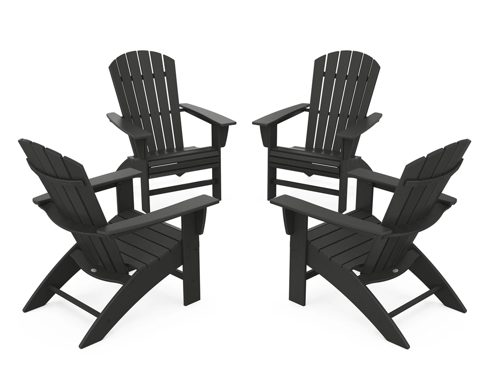 NAUTICAL CURVEBACK ADIRONDACK 4-PC SET, BLACK