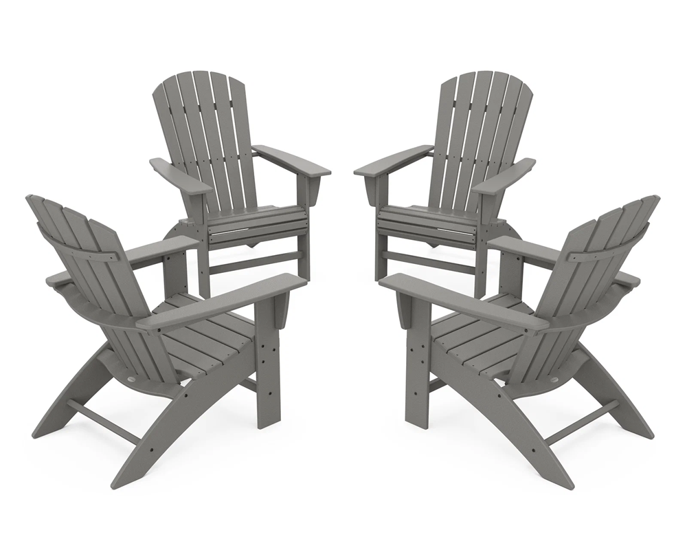 NAUTICAL CURVEBACK ADIRONDACK 4-PC SET, SLATE GREY