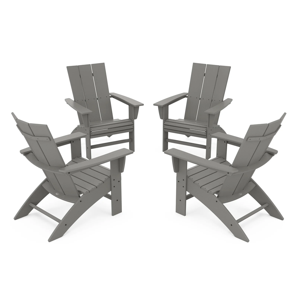 MODERN CURVEBACK ADIRONDACK 4-PC SET, SLATE GREY