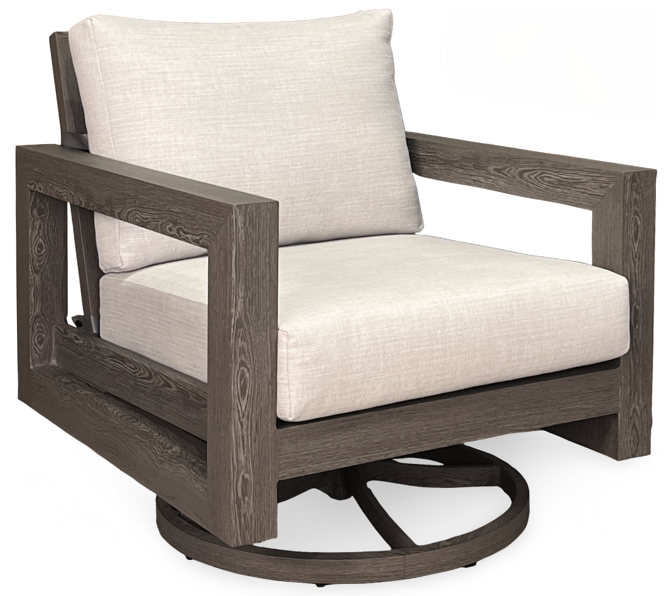 MILANO ALUMINUM SWIVEL ROCKING CLUB CHAIR, PEARL GREY