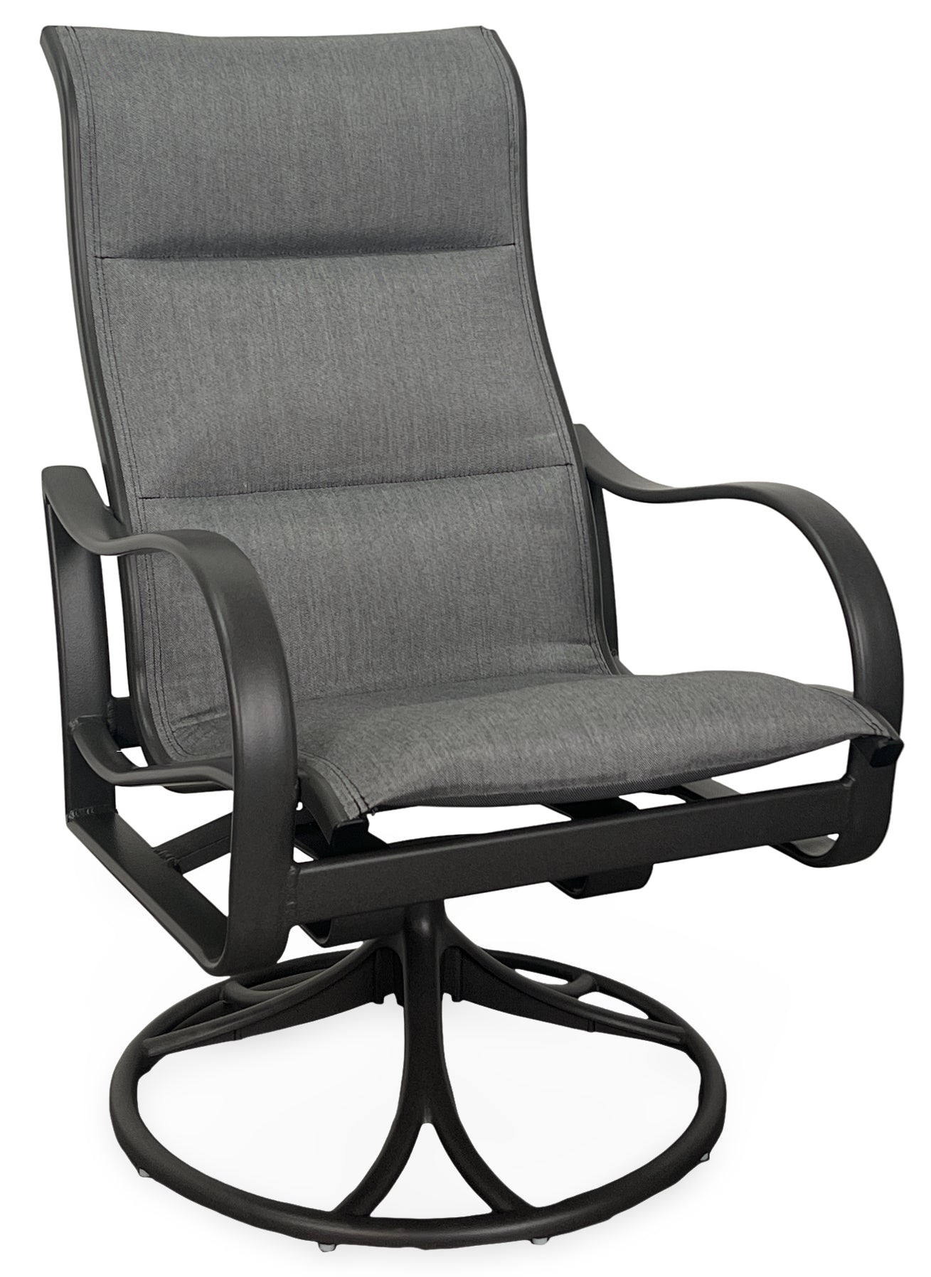 SHORELINE PADDED SLING HIGH BACK SWIVEL ROCKER, PAN. GRAPHITE