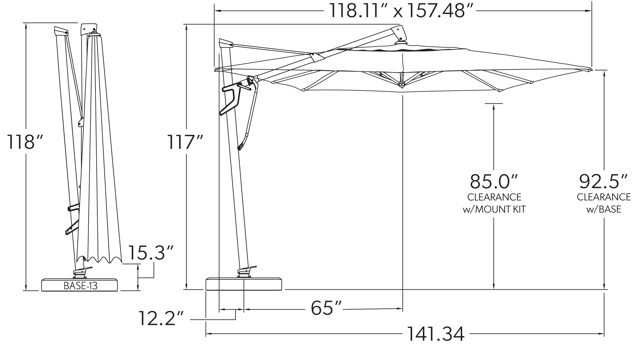 10' x 13' RECTANGLE CANTILEVER UMBRELLA, SAND