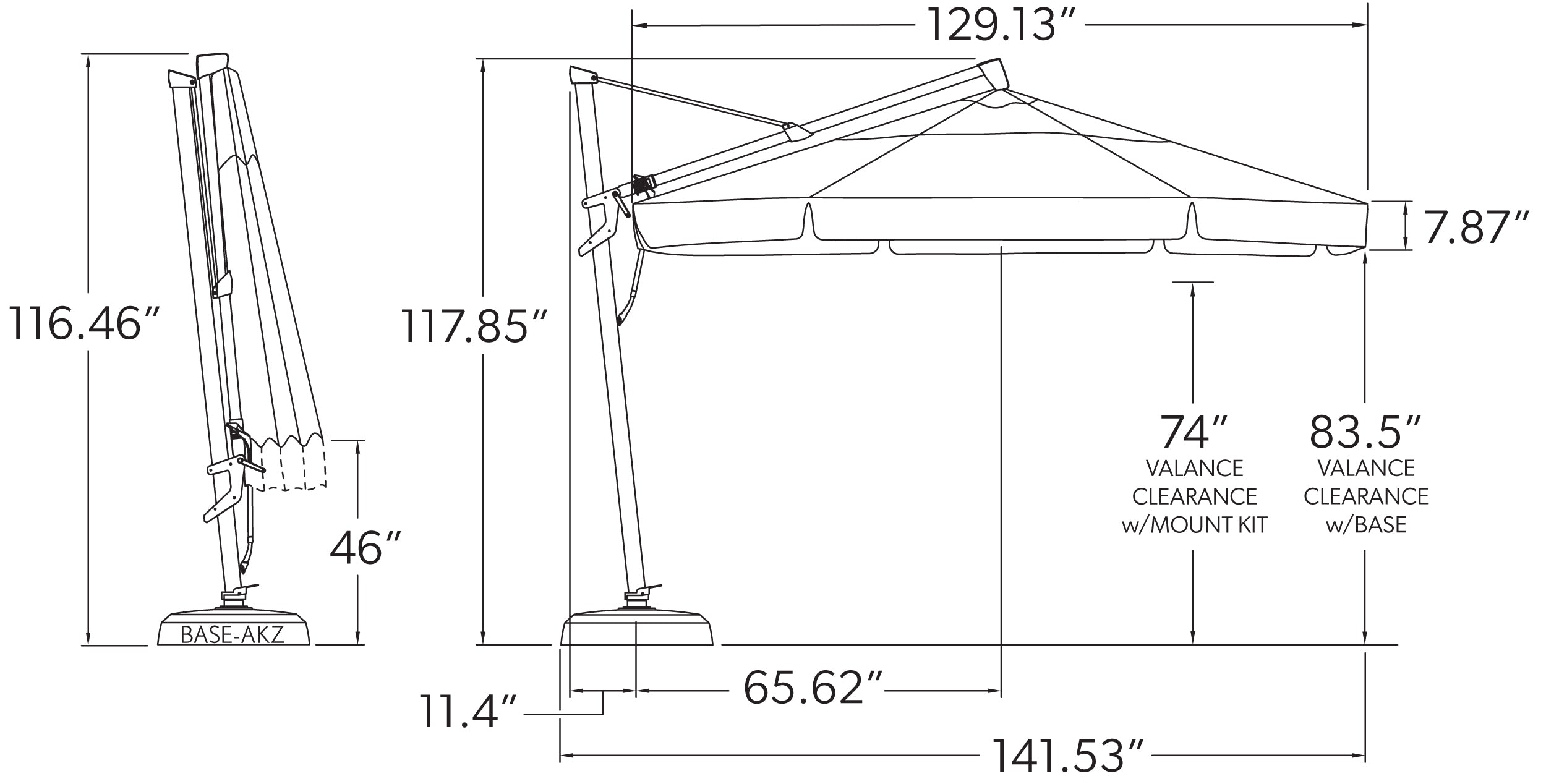 11' OCTAGON CANTILEVER UMBRELLA, SAND