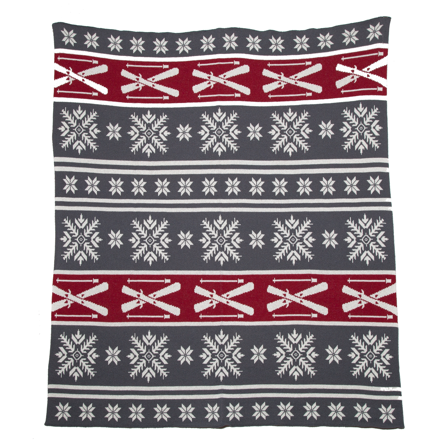 Fair Isle with Skis Holiday Throw Blanket