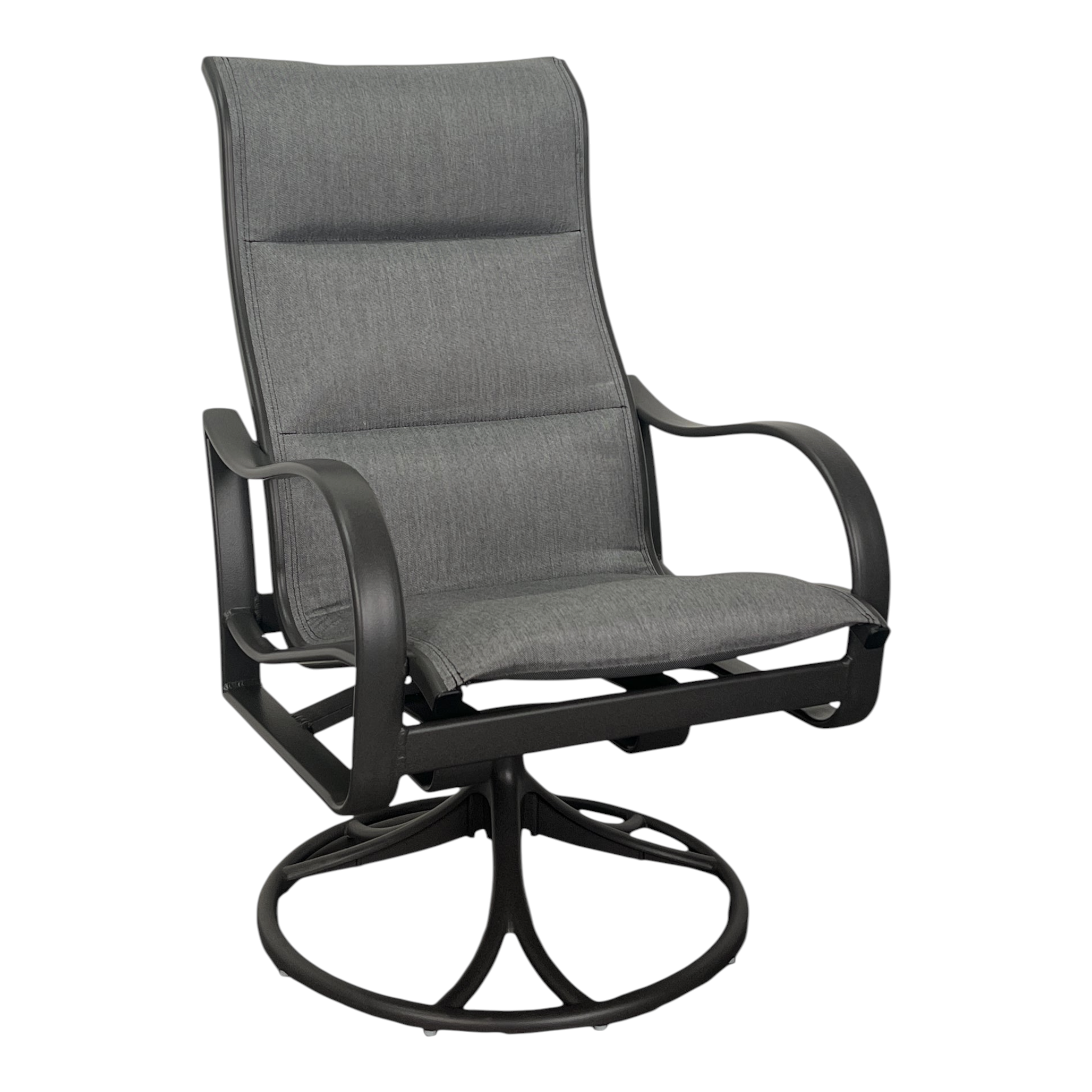 SHORELINE PADDED SLING HIGH BACK SWIVEL ROCKER, PAN. GRAPHITE