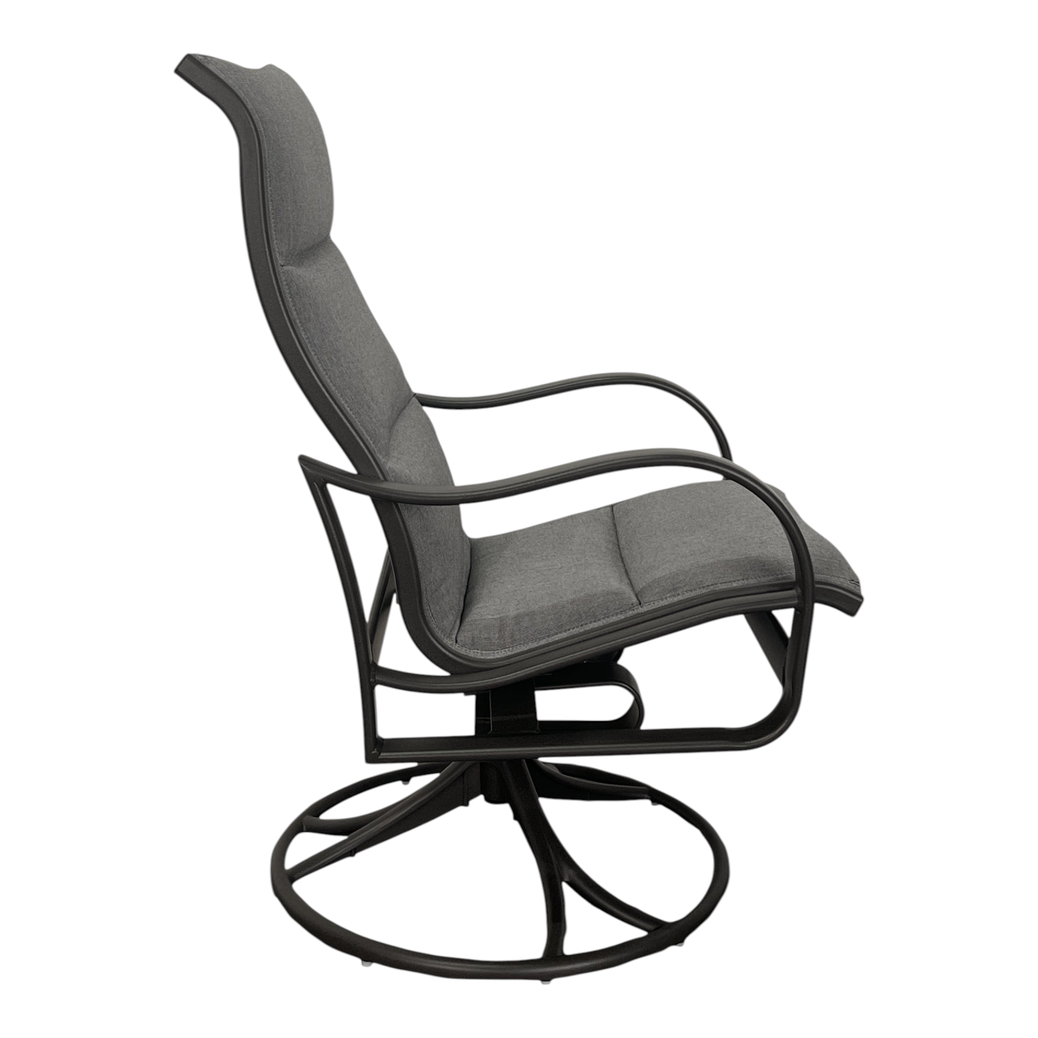 SHORELINE PADDED SLING HIGH BACK SWIVEL ROCKER, PAN. GRAPHITE