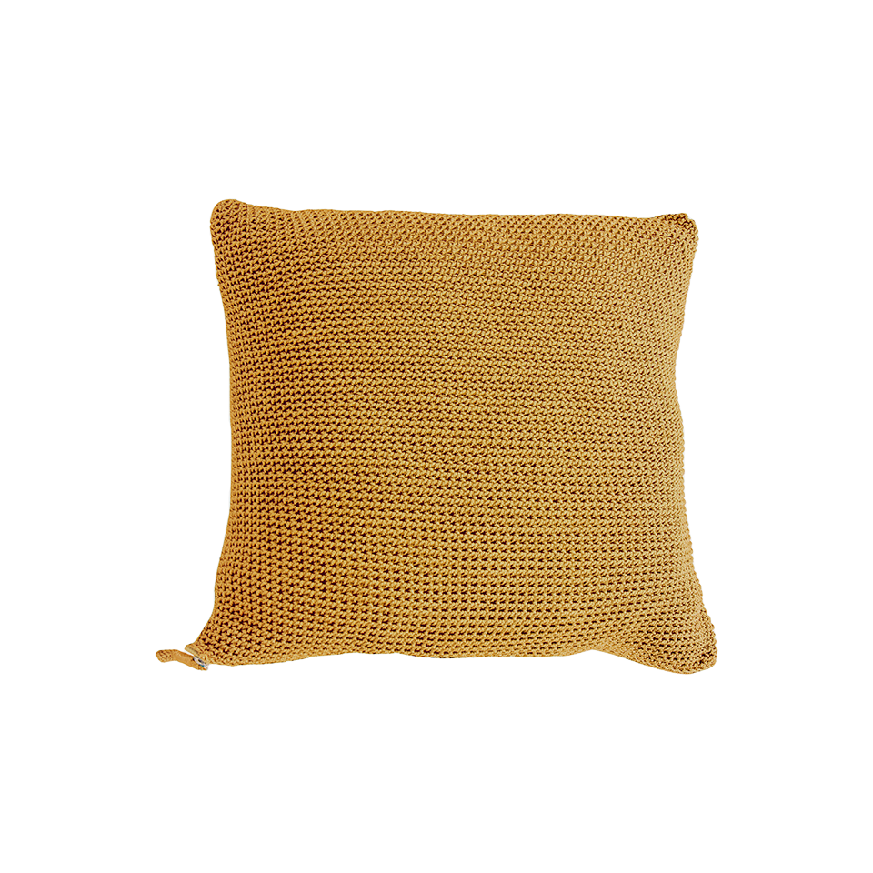 MEND 20" CROCHET PILLOW, GOLD