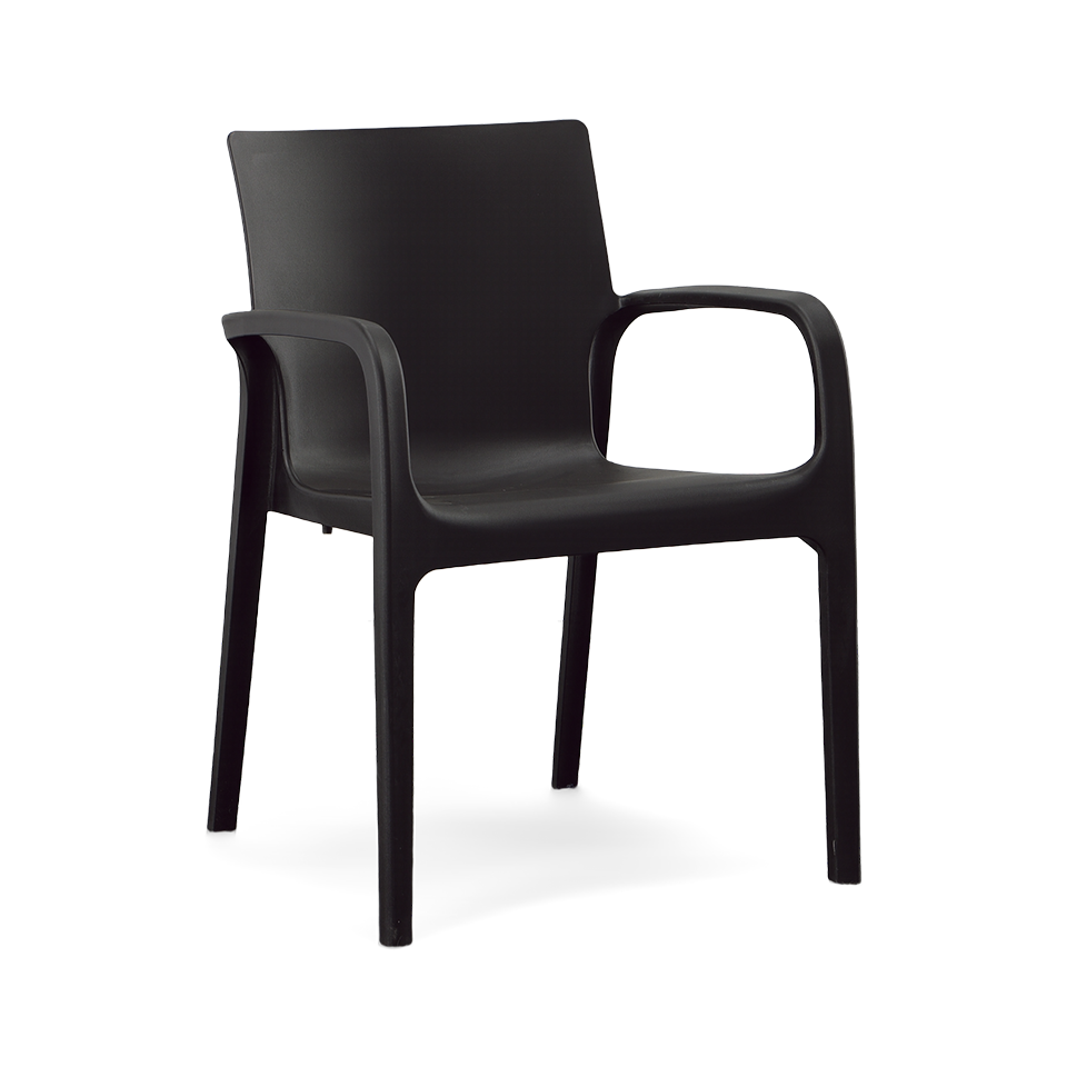 ALISSA STACKABLE ARM CHAIR, BLACK