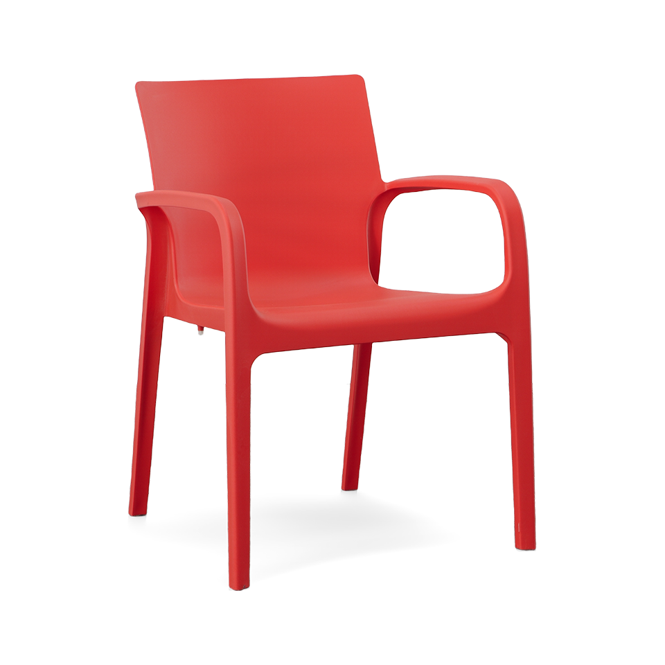 ALISSA STACKABLE ARM CHAIR, RED