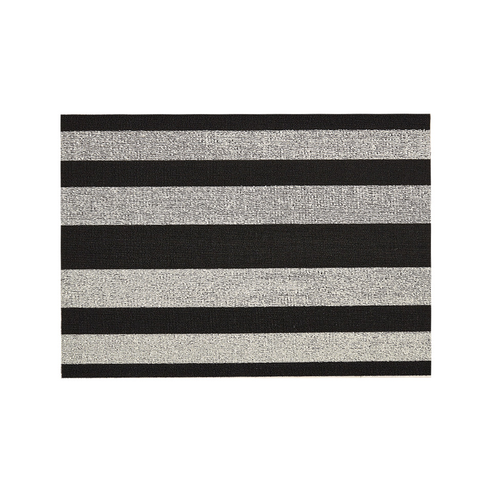 BOLD STRIPE SHAG UTLITY MAT, BLACK & WHITE